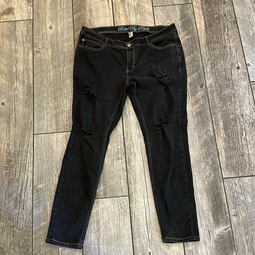 Rebel By Right faded black jeans, size 18